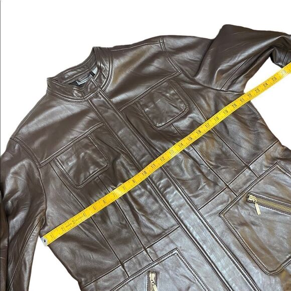 CHICOS Leather Davita Bomber Motorcycle Jacket - Picture 9 of 12
